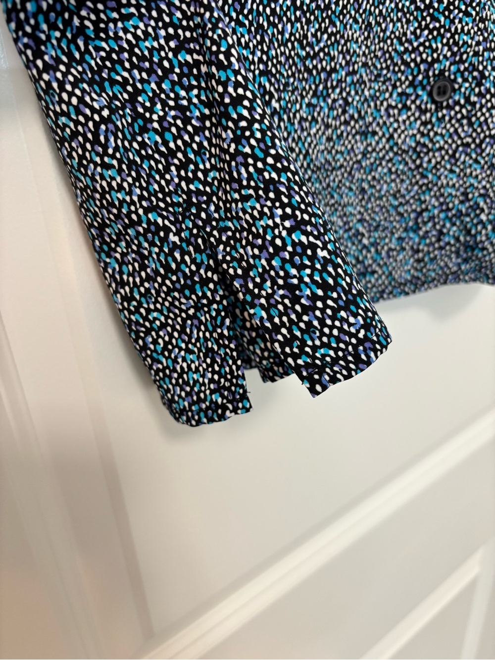 Worthington Vintage 90s Dot Print Short-Sleeve Button Down Top, Size M (Petite) - Picture 5 of 7